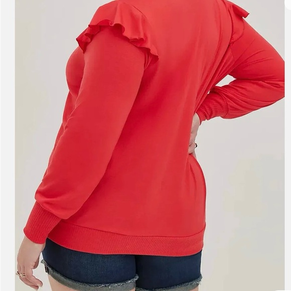 Torrid Burgundy Ruffle Sweatshirt - Picture 1 of 5